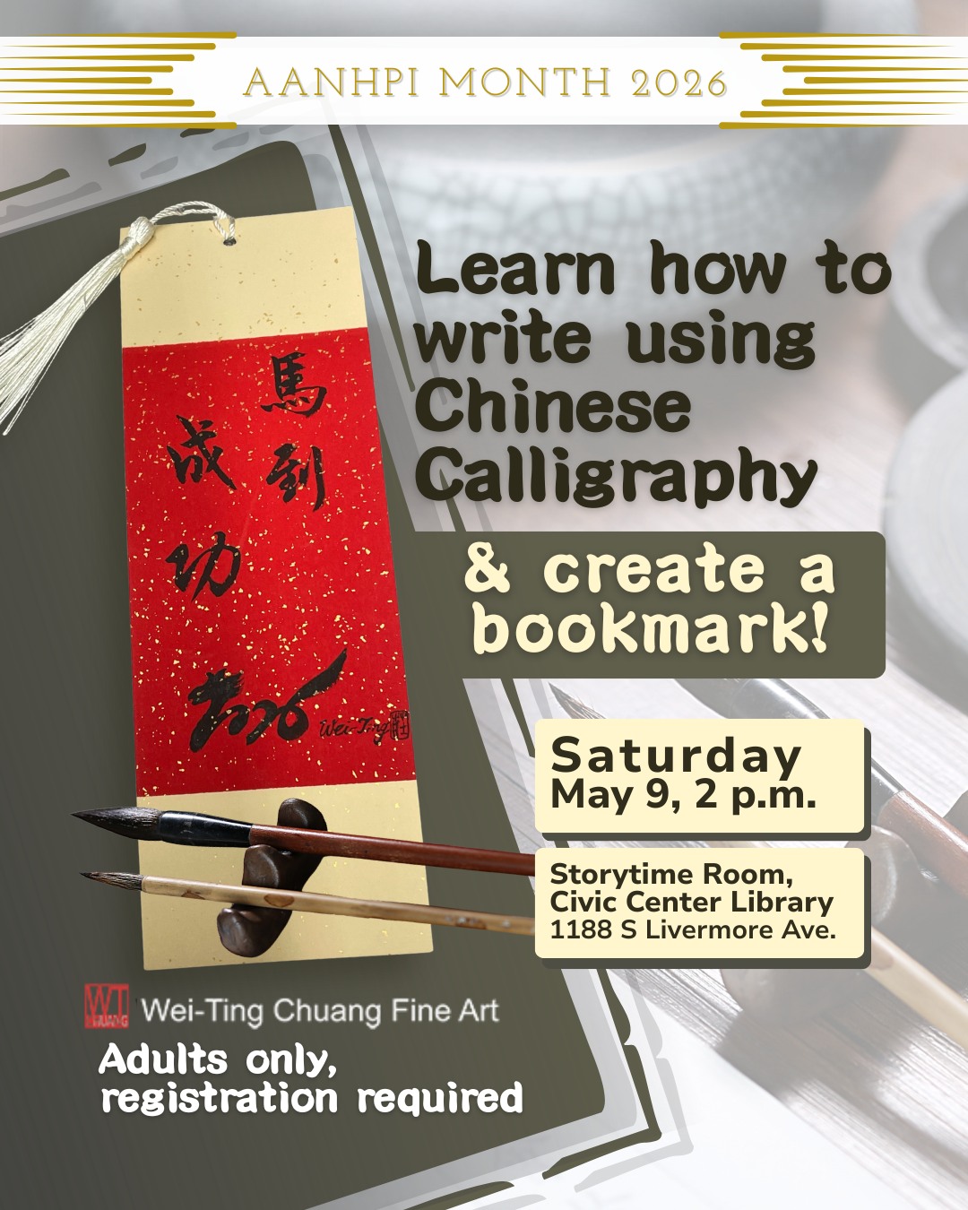 Chinese Calligraphy & Bookmark Workshop with Wei-Ting Chuang